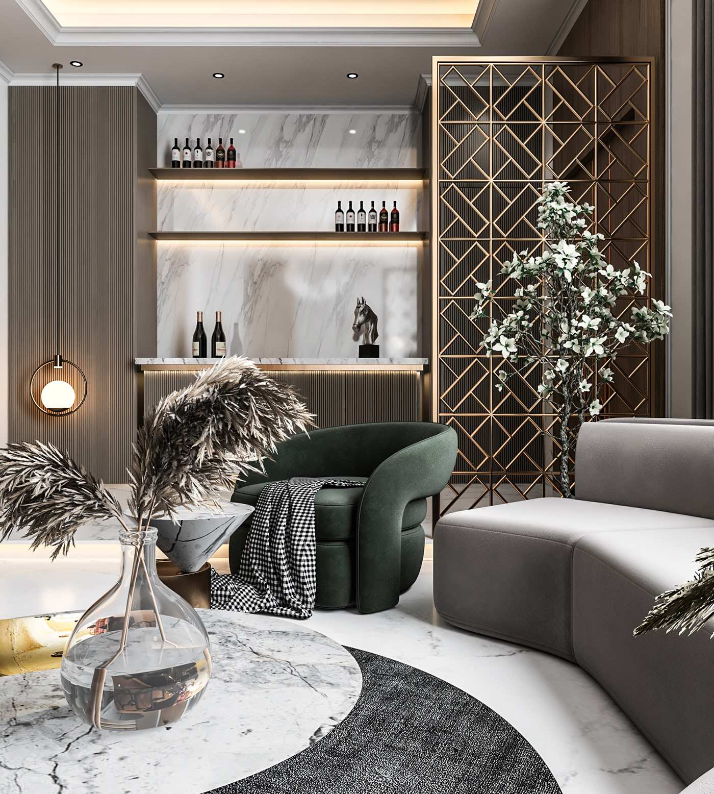 Thiết kế nội thất phòng ngủ luxury với gma màu sang trọng.