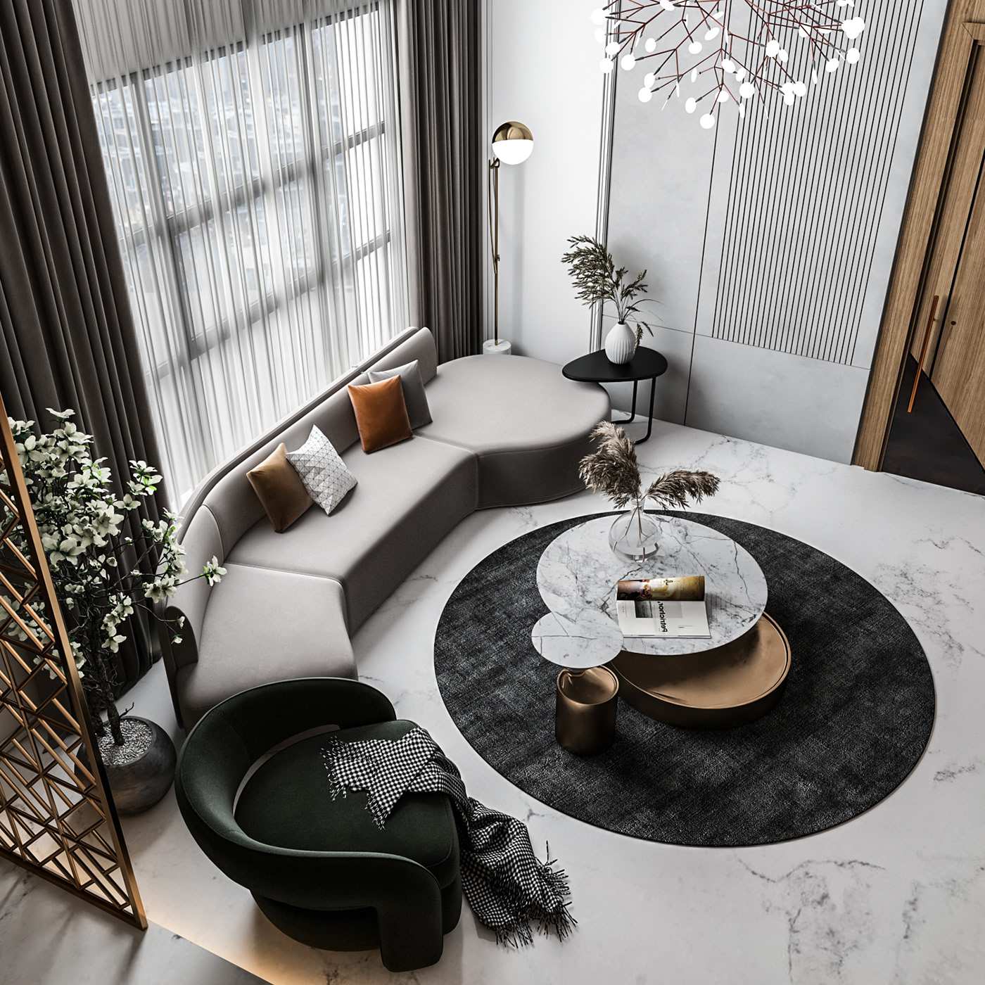 Thiết kế nội thất phòng ngủ luxury với gma màu sang trọng.