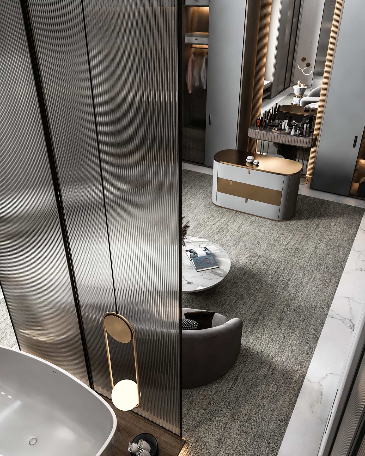 Thiết kế nội thất phòng ngủ luxury với gma màu sang trọng.