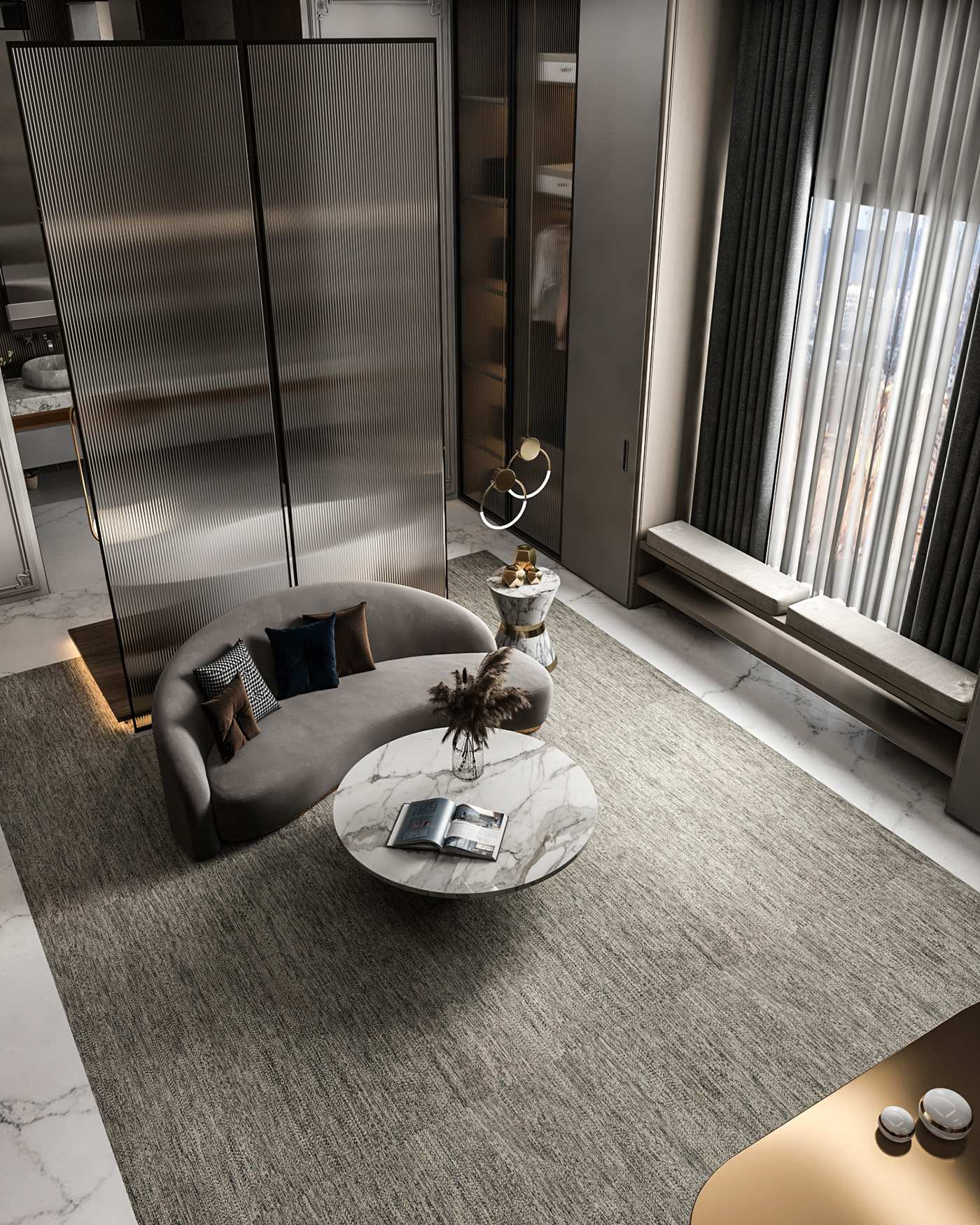 Thiết kế nội thất phòng ngủ luxury với gma màu sang trọng.