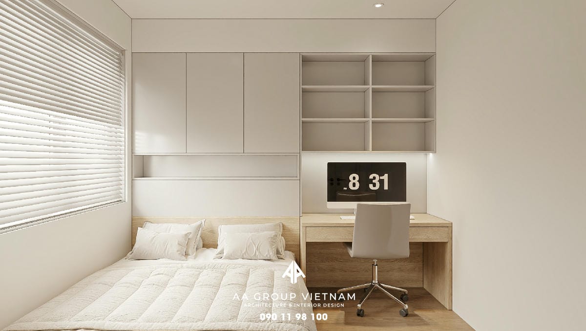 Thi công thiết kế nội thất biệt thự phong cách đồng quê mộc mạc - phòng ngủ.