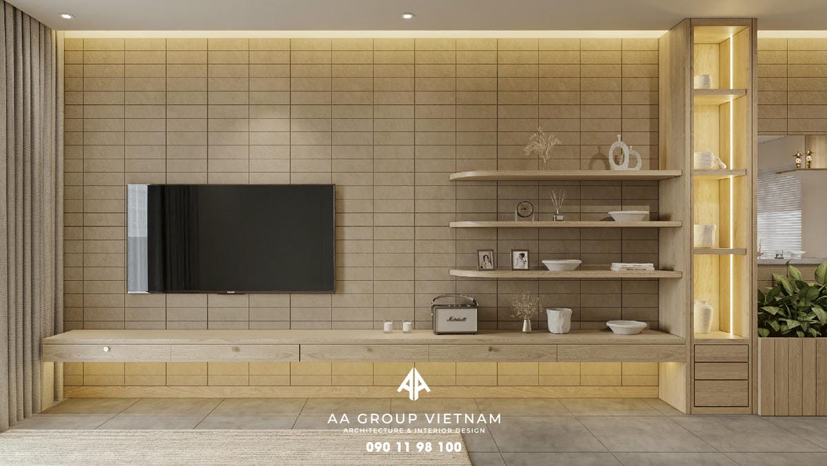 Thi công thiết kế nội thất biệt thự phong cách đồng quê mộc mạc - phòng khách.