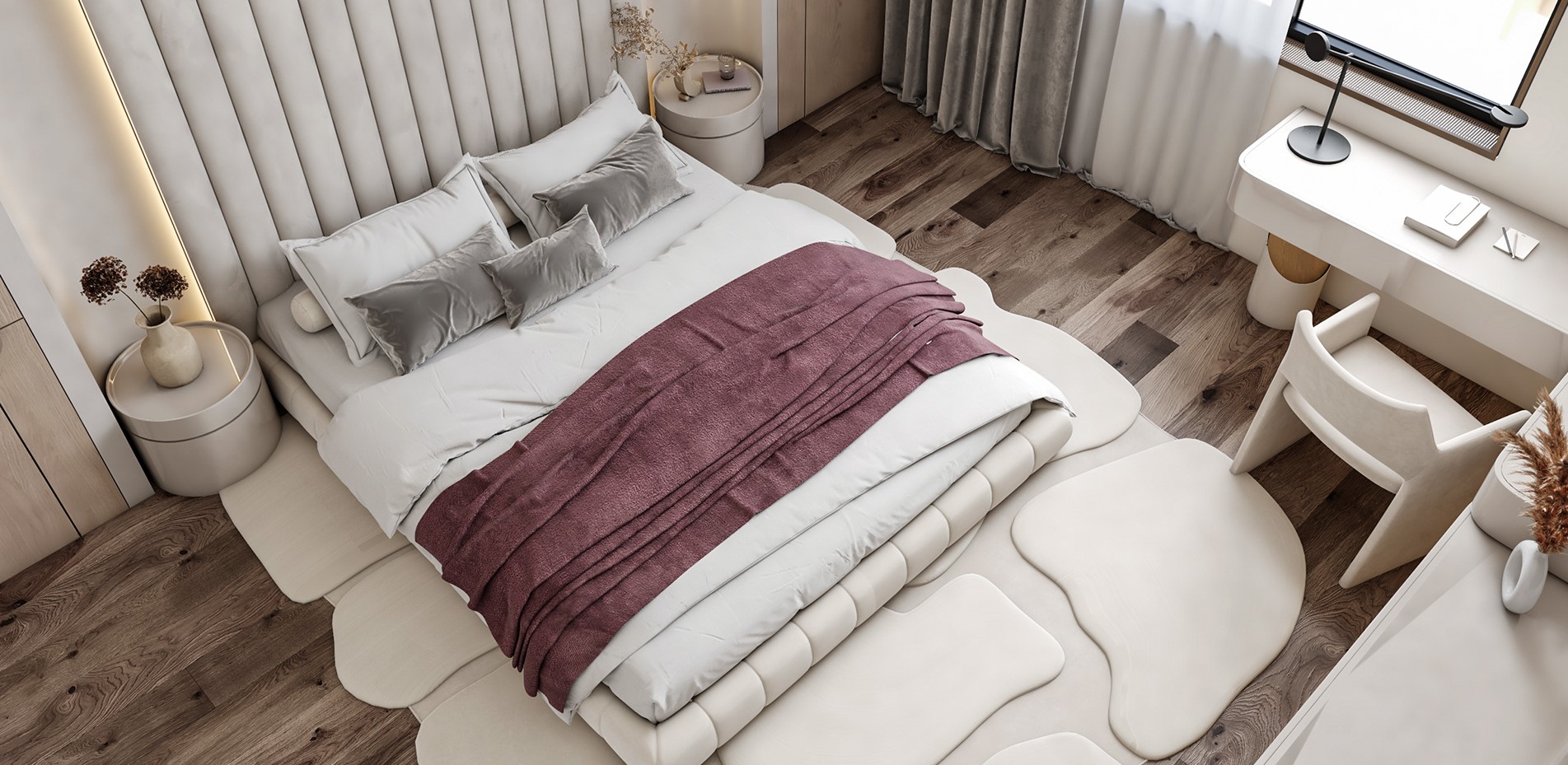 Dựa vào kích thước phòng ngủ cũng giúp lên ý tưởng và bố cục hợp lý. (Ảnh sưu tầm)