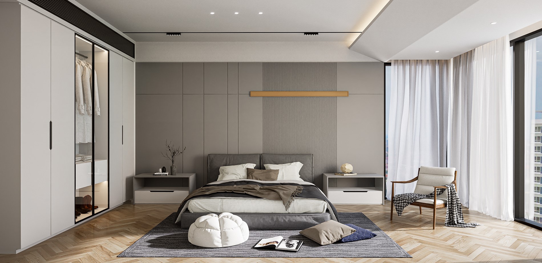 Sắp xếp nội thất phòng ngủ một cách tiện nghi để đảm bảo sự thông thoáng cho không gian. (Ảnh sưu tầm)
