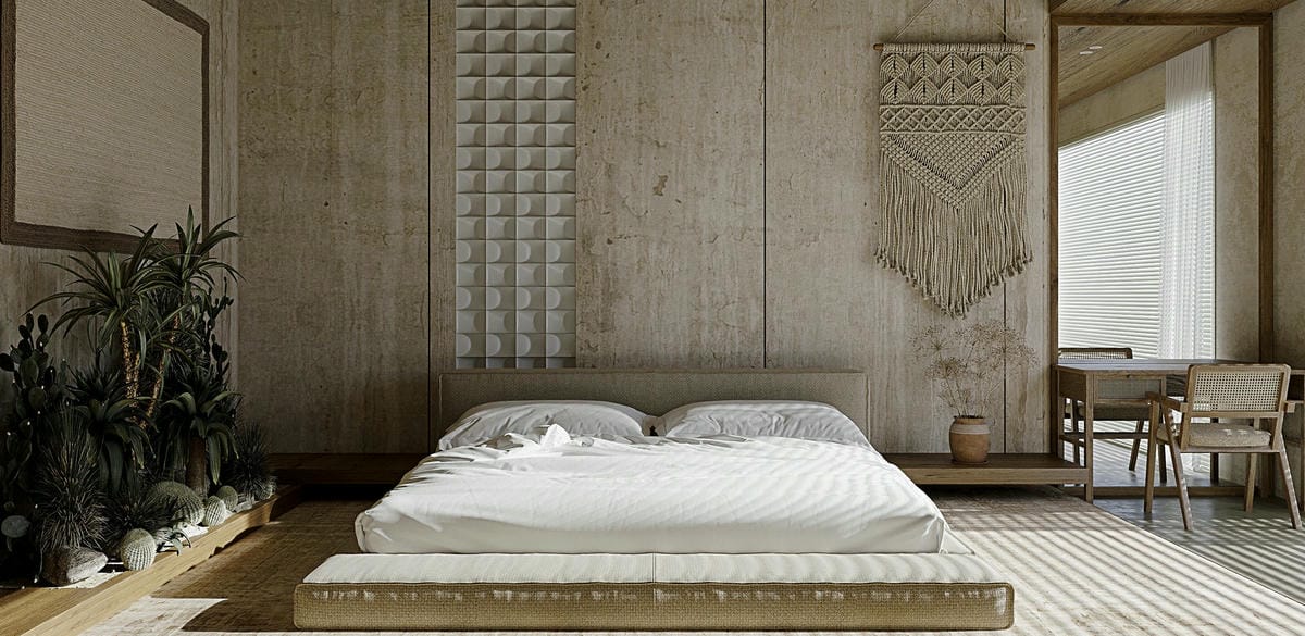 Đưa vật liệu tự nhiên vào trang trí là một nét đặc trưng của Wabi-sabi. (Ảnh sưu tầm)