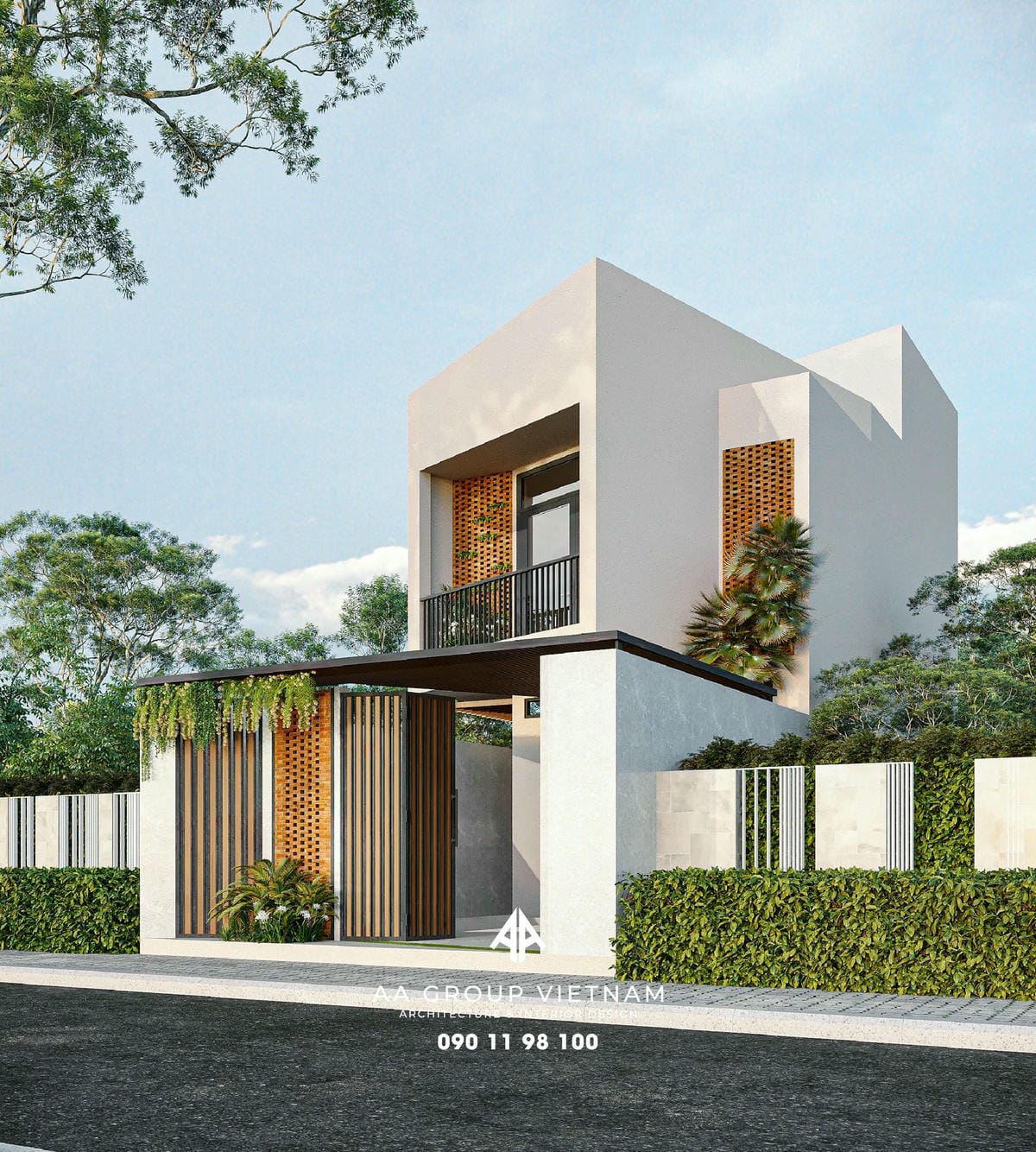 Thiết kế và thi công nhà phố hiện đại với hình khối độc đáo.