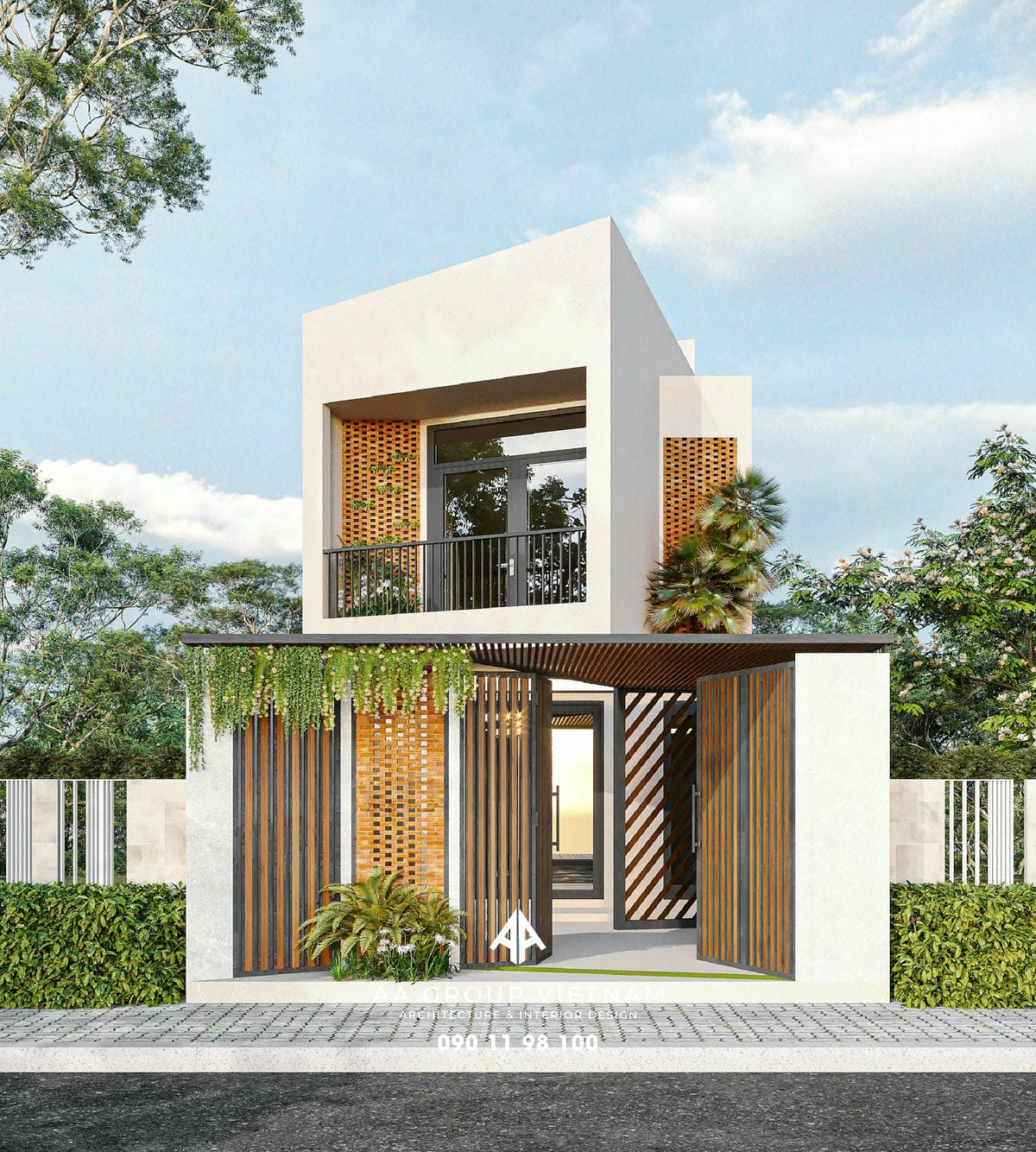 Thiết kế và thi công nhà phố hiện đại với hình khối độc đáo.