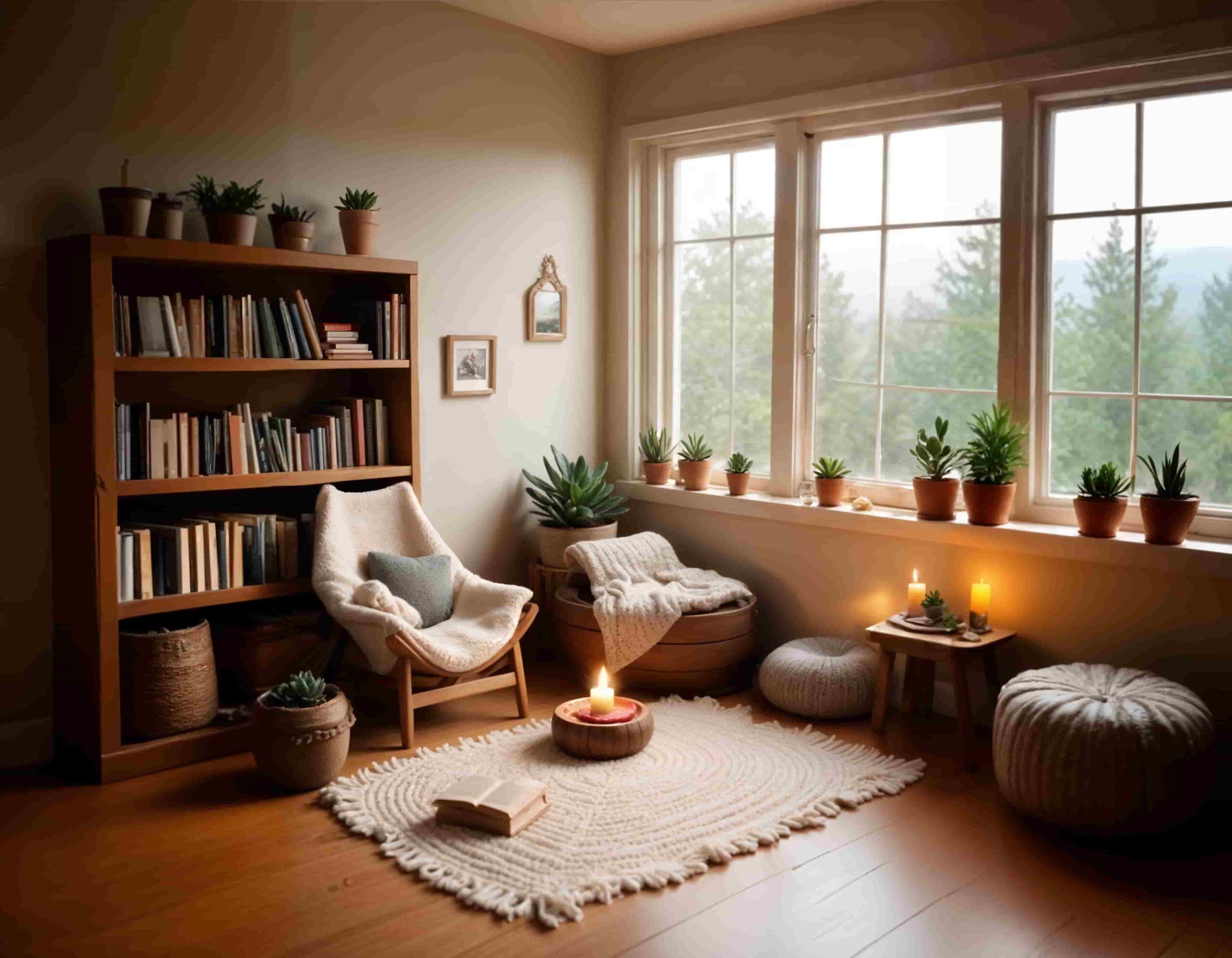 Góc đọc sách cho gia chủ thả mình vào những quyển sách yêu thích.