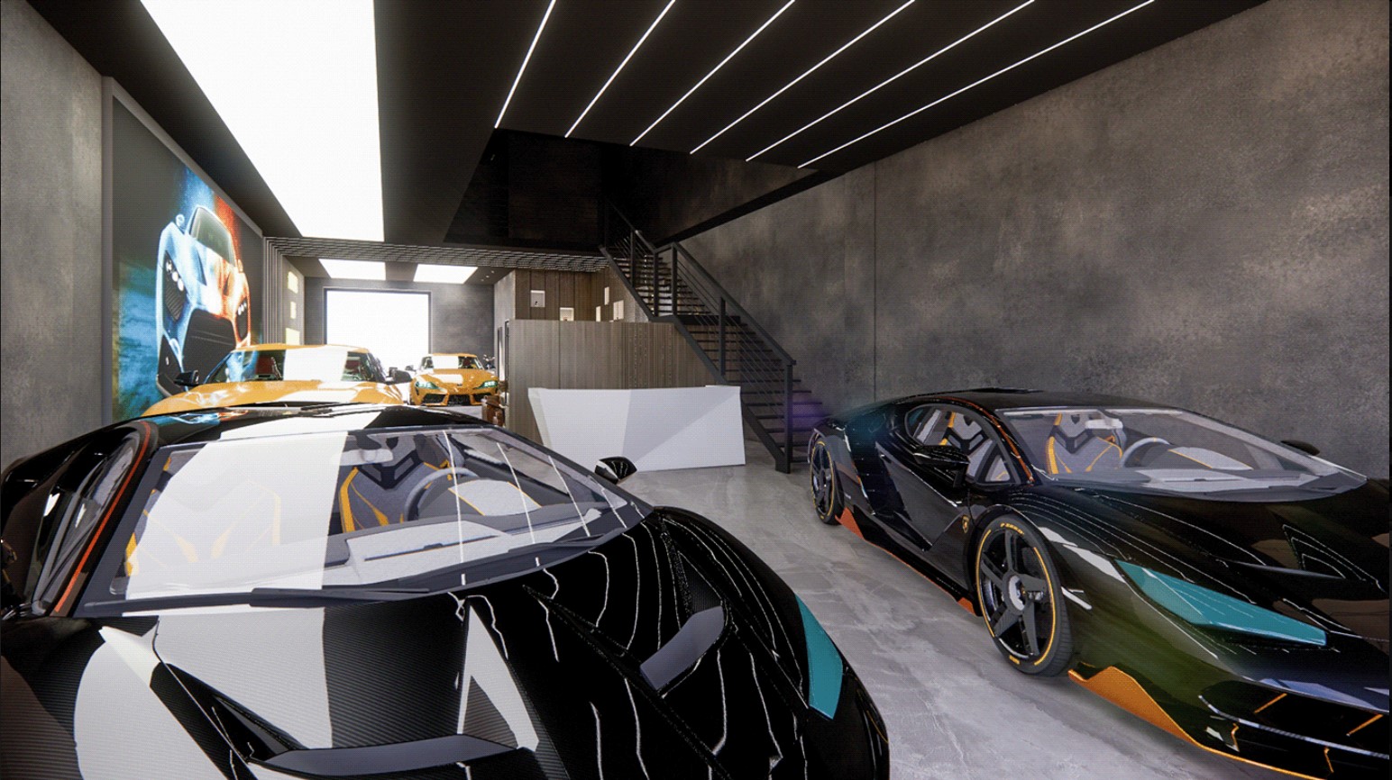 Thiết kế showroom ô tô tối ưu hóa ánh sáng giúp tôn lên vẻ tươi mới.