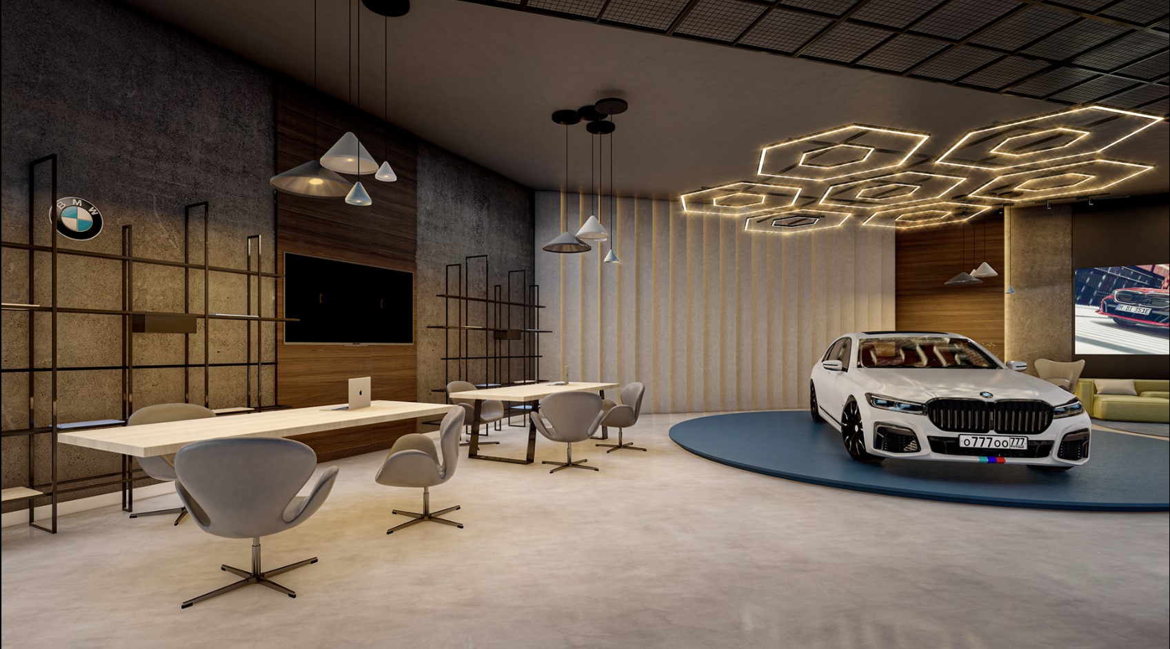Thiết kế showroom mở, khu vực chờ tư vấn có thể thấy được sản phẩm.